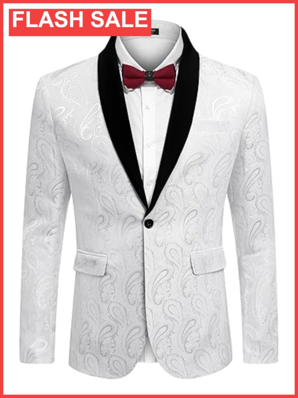 Men's Jacquard Floral Paisley Shawl Collar Tuxedo Jacket Blazer
